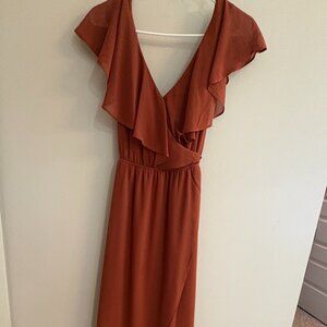 Baltic Born Katya Ruffle Maxi Dress | Rust